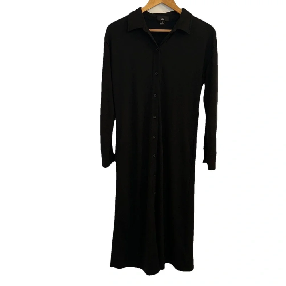 Jason Wu Long Black Button-Down Collared Shirt Dress Women’s XS Maxi Long Sleeve